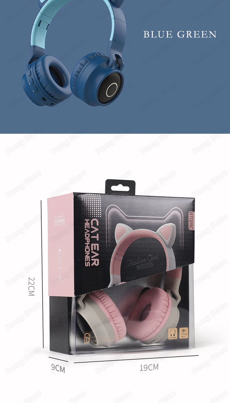 Милый светодиодный Bluetooth 5,0, беспроводные наушники с кошачьими ушками для косплея, супер бас игровая гарнитура для музыки с микрофонами