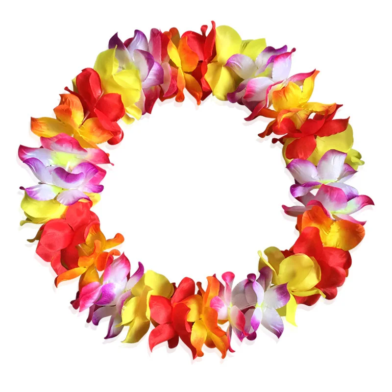 

5Pc 100cm Hawaiian Garlands Hula Skirt Flower Necklace Beach Dance Party 4 Color