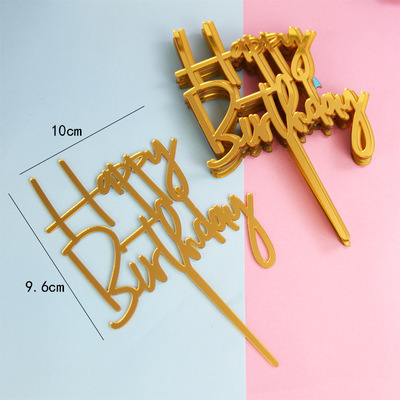 Cake Decorations Topper Acrylic Happy Birthday Cake Topper Sign Boy&Girls Birthday Cakes Dessert Decor Cakes Decor Supplie