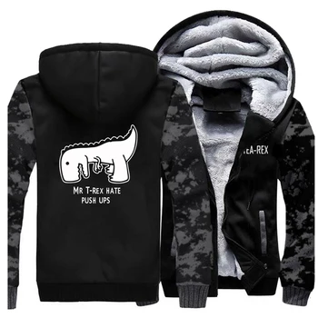 

Mr T rex Hate Push Ups Winter Jacket Men Fleece Thich Fleece Warm Mens Jackets And Coats Hoodies Sweatshirt Hoodis Sportswear