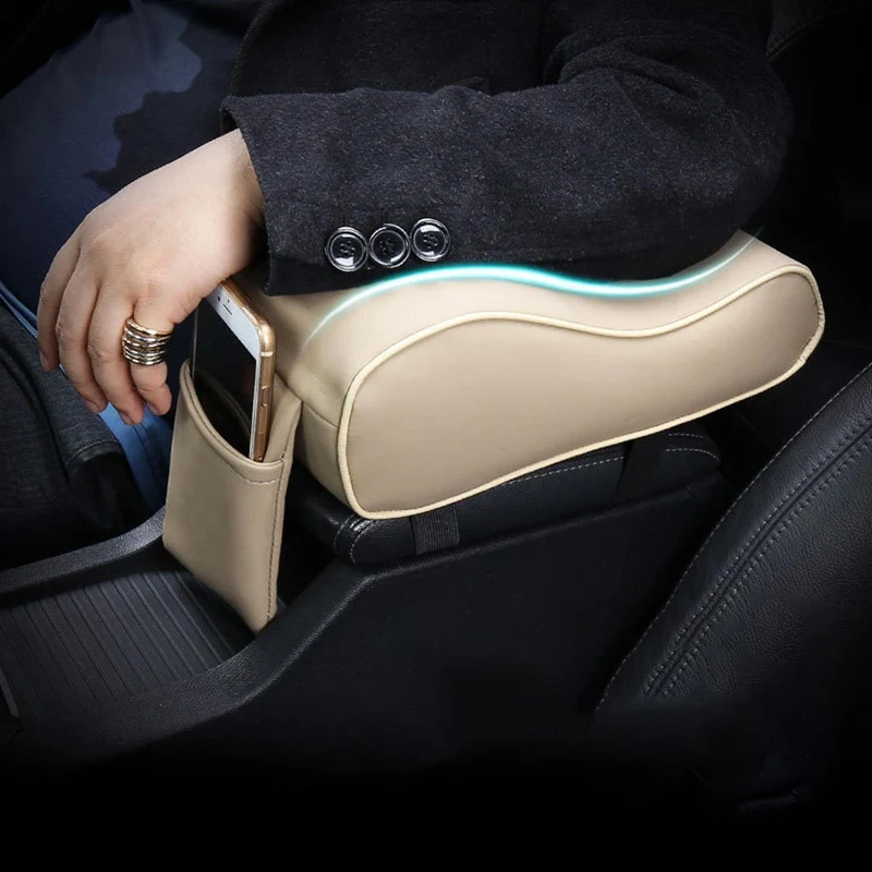 PU Leder Auto Armlehne Box Pad Kissen Auto Center Konsole Arm Rest Sitz Box  Erhöhung Weiche Pad Hand Unterstützung mit lagerung Taschen - AliExpress