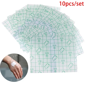 

10Pcs 13*13 Medical Transparent Tape Adhesive Plaster Breathable Waterproof Anti-allergic Medicinal Wound Dressing Fixation Tape