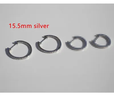 1 pair silver 15.5mm Серьги из стерлингового серебра 925 пробы, модные серьги с белым цирконием и круглым ушком, темпераментные простые трендовые ювелирные изделия для девушек и женщин - Окраска металла: 1 pair silver 15.5mm