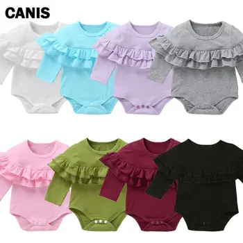 

Newborn Cotton Long Sleeve Unisex Baby Girl Boy Bodysuit Baby Clothing 4 Colors Ruffles Tops One Piece Bodysuits