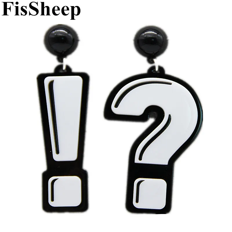FishSheep Neue Acryl Frage & Ausrufe Mark Drop Ohrringe Für Frauen Lange Baumeln Spaß Ohrringe Mode Partei Koreanische Schmuck