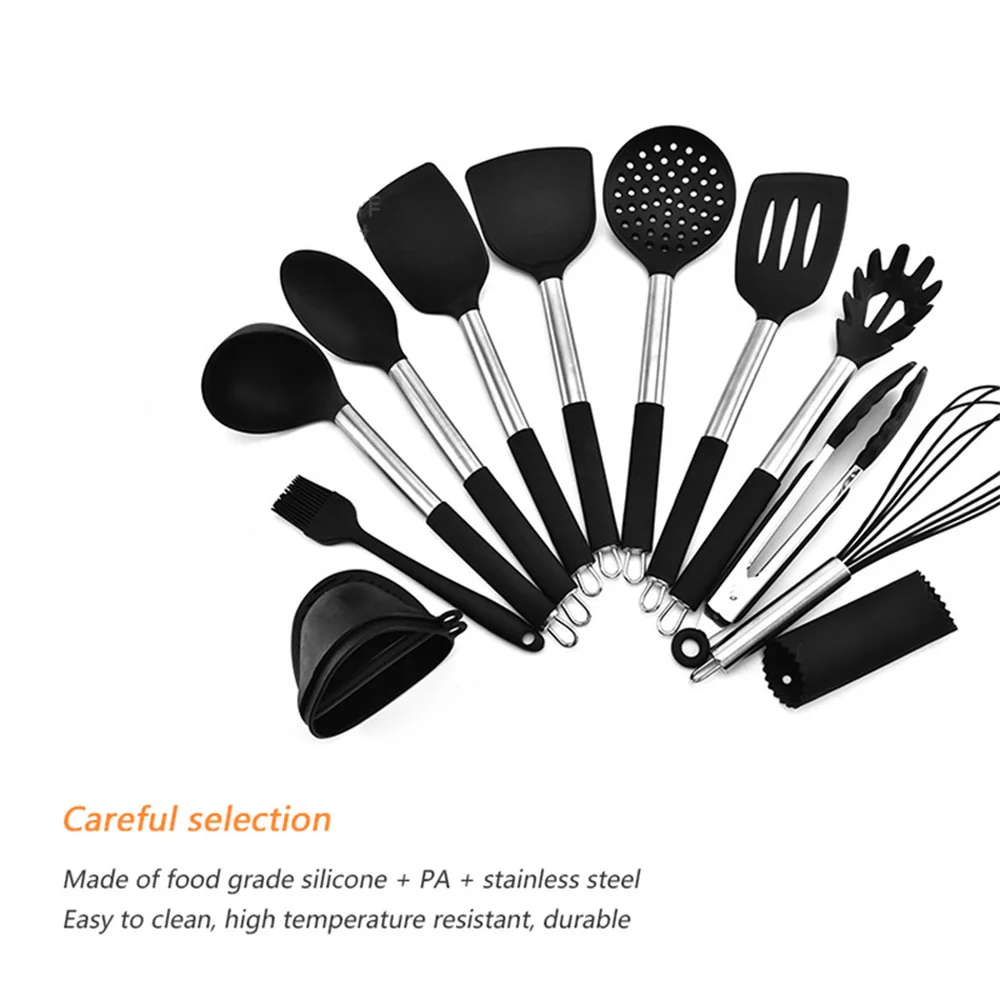 Kitchen Utensil Set 13Pcs Stainless Steel Silicone Cooking Utensils Non-stick Spatula with Storage Box Kitchenware Cooking Tools