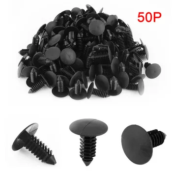 

Black Auto Car Panel Trim Clips Rivet 50pcs 8mm Car Plastic Rivet Bumper Fender Retainer Fastener Push Clips Pin