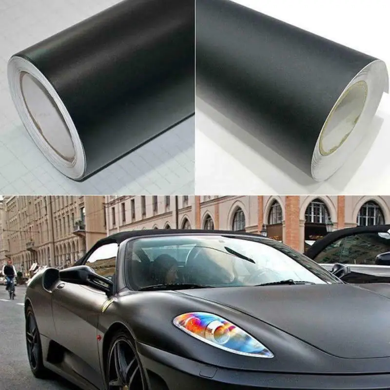 10/20/30/40/50x152cm Adhesive Black Satin Matte Metallic Film Viny Foil Car  Wrap Film Vehicle Sticker With Air Free Bubble - Car Stickers - AliExpress