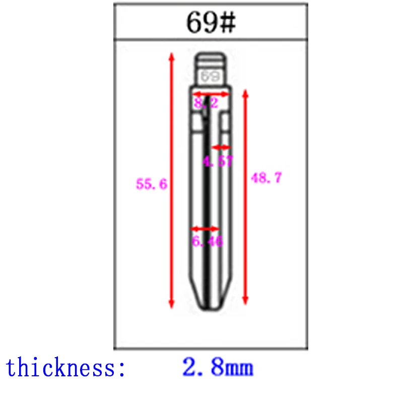 #69 Uncut Metal NO. 69 Scale Blank Car Key KD MINI/KD900 Remote Blade TOY43R For Subaru XV/Great Wall For Toyota (old) Key Blade
