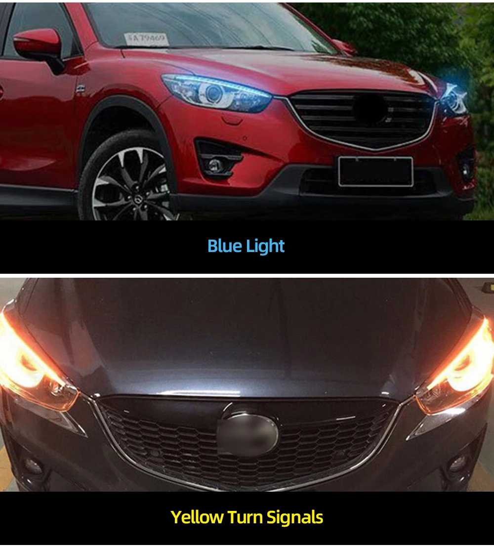 Для Mazda CX-5 CX5 2012 2013 автомобильный головной светильник для украшения бровей желтый указатель поворота DRL Светодиодный дневной ходовой светильник