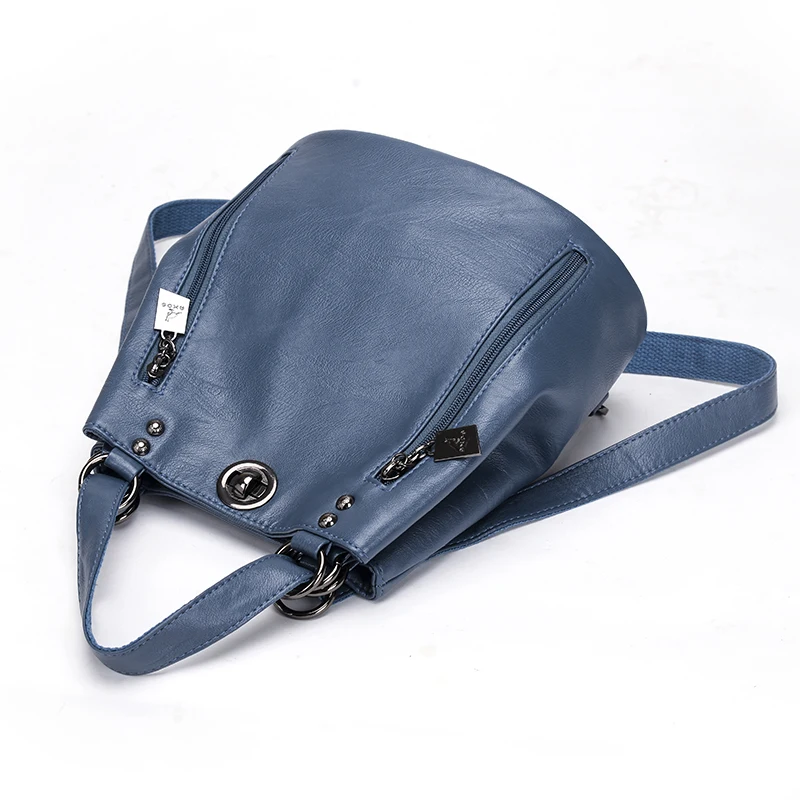 New Female Backpack Casual Women Backpack Shoulder Bag Pig Leather Women Casual Daypacks Small Bagpacks Black School Hand Bags Stylish Backpacks luxury