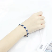 Милый милый браслет с цветочным узором для девочек, высокое качество, с кристаллами, с цветком, два цвета, сшитый браслет подарок на день рождения, повседневные Модные ювелирные изделия