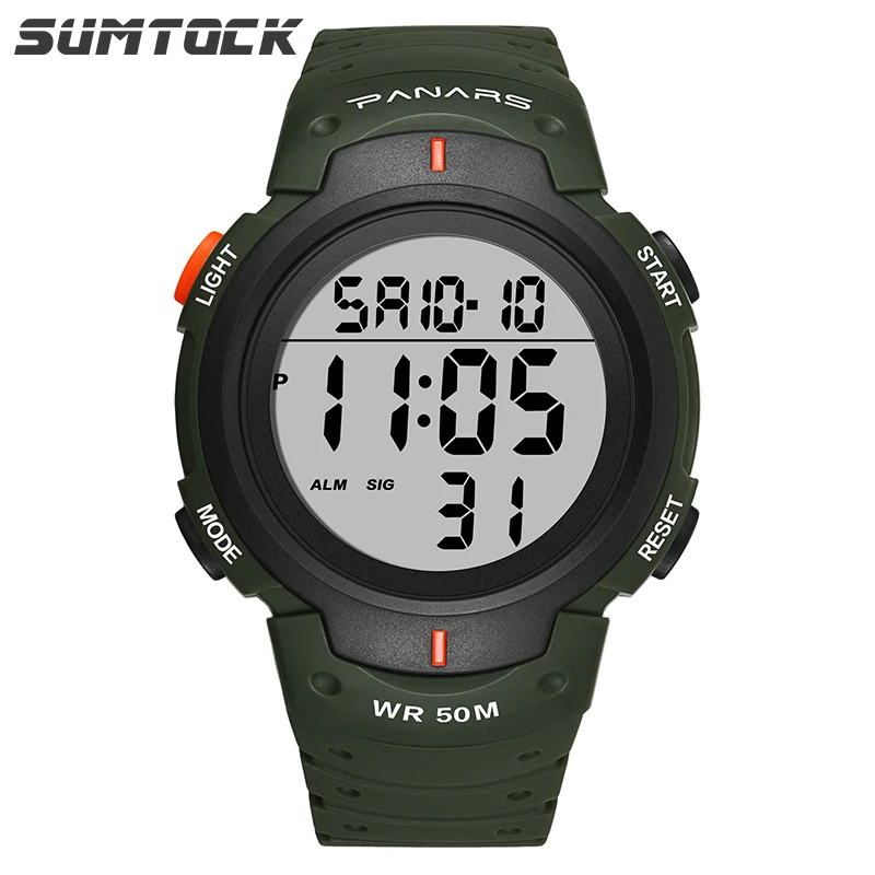 

Sumtock Mens Watch Digital Led Watch LED Display Shock Resistant 5Bar Swim Waterproof Repeater Luminous Sport Wristwatch