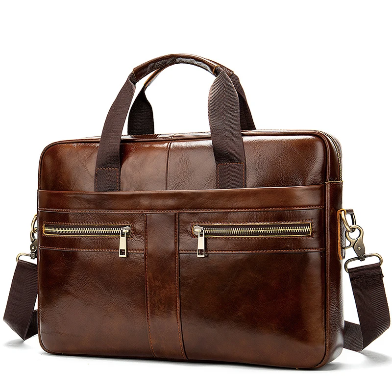 

Men Cowhide Leather Briefcase Crossbody Handbags High Quality Shoulder Bag Luxury Business Messenger Bags