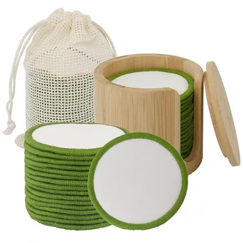 

Reusable Bamboo Makeup Remover Pads For Face 20 Packs, Safe Facial Cotton Rounds Facial Pads With Bag For All Skin Cleansing