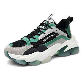 

Men Mesh Sneaker High Quality Breathable Comfortable Height Increase Lace-Up Anti-Slip Male Autumn Clunky Sneaker