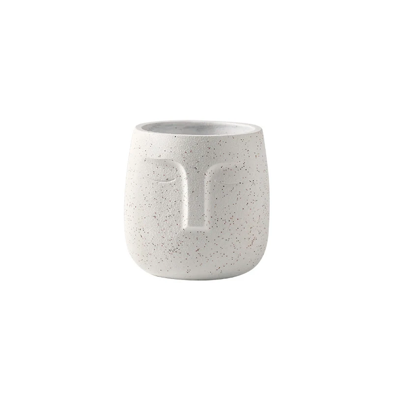 North European Cement Flower Pots Sleek Minimalist Human Face Clay Seedlings Pottery Personality Indoor Large Green Bonsai - Цвет: white