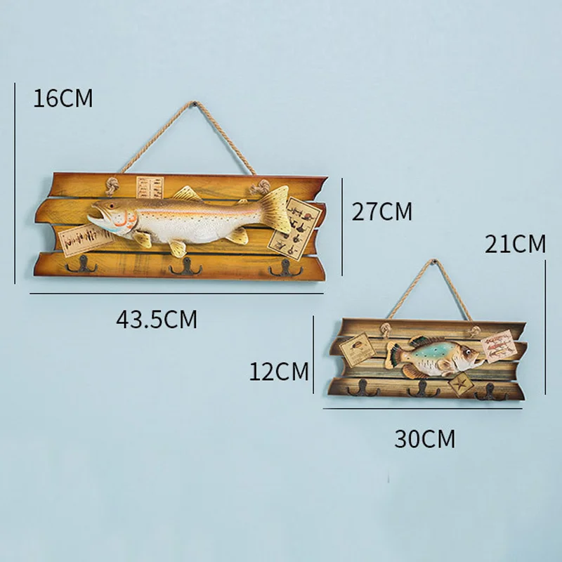LUCKK 43 см средиземноморская старинная деревянная вешалка одежда креативная рыбка навесная дверь Крючки вешалка для дома для украшения комнаты мебель