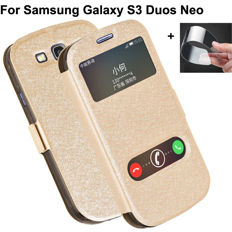 Stand Flip Case For Samsung Galaxy S3 Duos Neo I9300i Cases Open Window Leather Cover For Galaxy Siii Duos Neo Gt I9300i I9301i Phone Case Covers Aliexpress