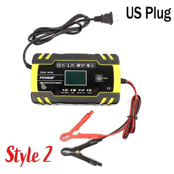 Style 2-US Plug Новое обновление автомобиля Батарея Зарядное устройство 3-ступенчатый 12V 24V смарт интеллигентая(ый) ЖК-дисплей Дисплей мотоцикл грузовик автоматическая Батарея Зарядное устройство - Цвет: Style 2-US Plug