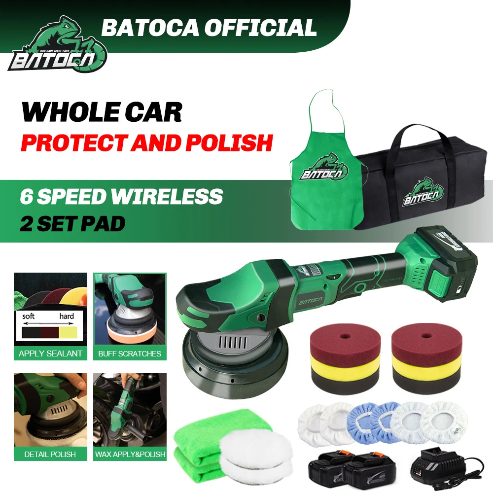 BATOCA S2 Cordless Polisher Car Buffer Polisher with 2pcs 5Ah Batteries LCD  Screen Display 2000- 4500 RPM Smart Tool - AliExpress