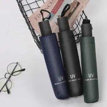 

Portable Anti-UV Umbrella Tri-Folded Furl Sunshade Garden Umbrella Sunshade Umbrella Black Adhesive Cloth 8 Bones Waterproof