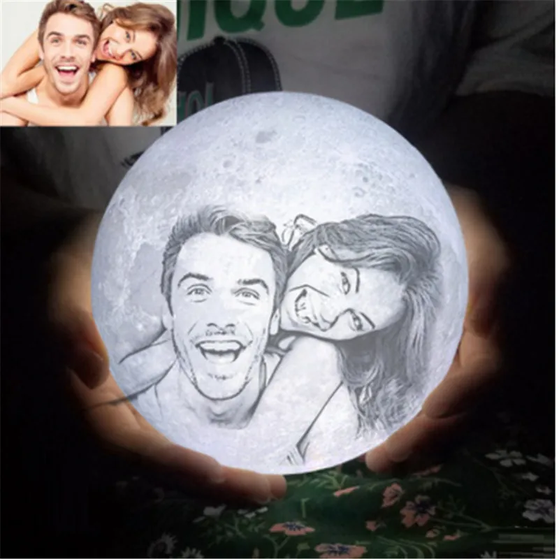 

Customized Novelty 3D Printing Moon Lamp Personality Lunar USB Charging Night Light Touch Sensor Control Moon Light Dropshipping