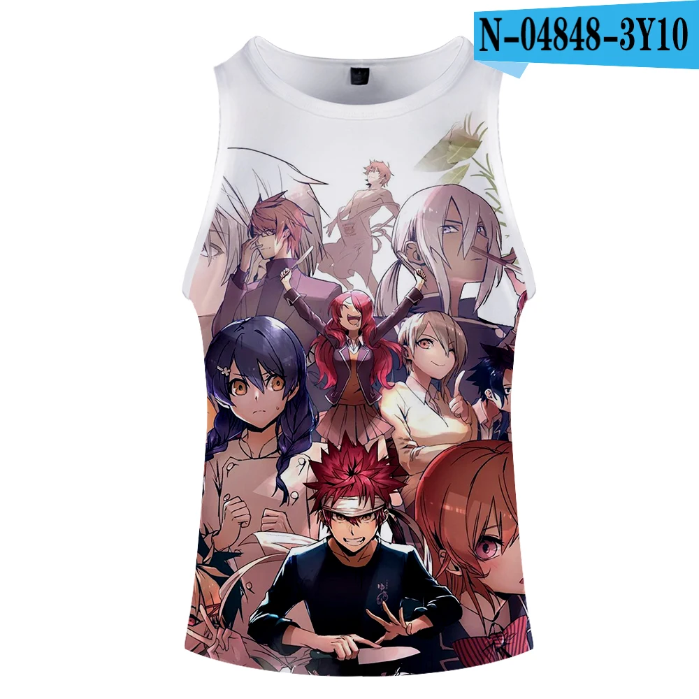 Shokugeki no souma, 3D майка с круглым вырезом, летняя майка без рукавов с широкими плечами, Мужская женская повседневная одежда для пары - Цвет: Черный