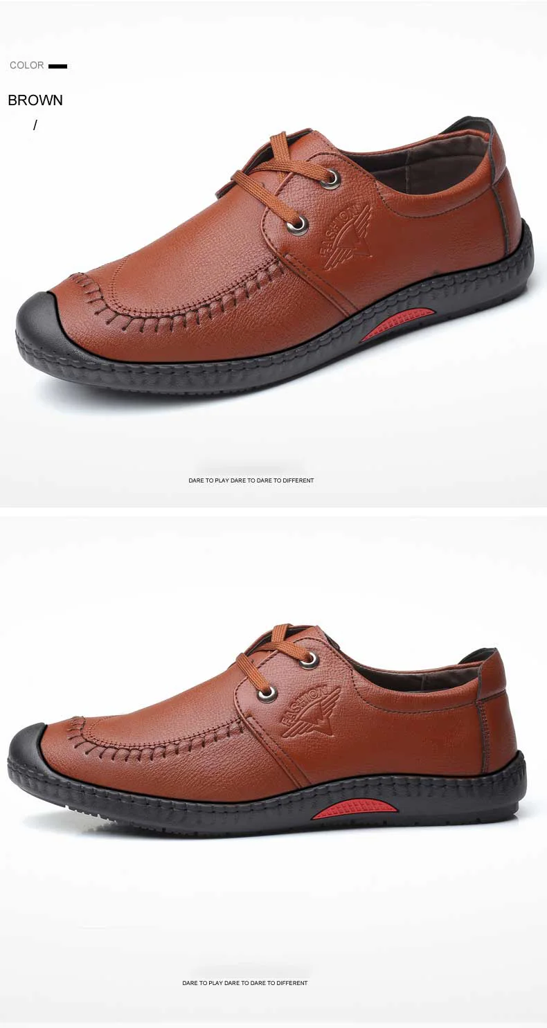 Mens Leather loafers boat shoes None-Slip Lace-up comfortable outdoor sports shoes spring autumn ankle boots (2)