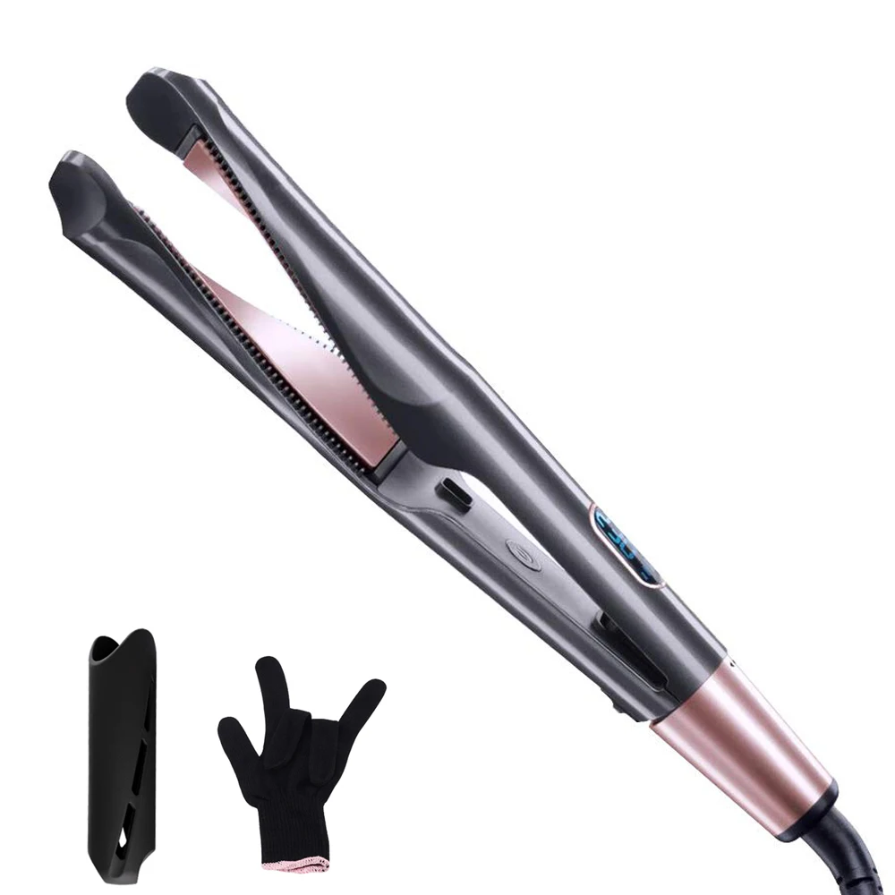 Выпрямитель для волос 2 в 1 плойка с керамической пластиной|iron brush|straightener iron brushsteam