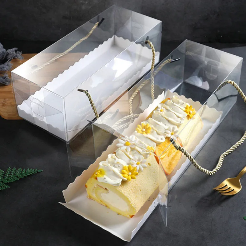 

PET Clear Baking Cake Box Rectangular Portable Dessert Cookie Box Transparent Mousse Cake Boxes And Packaging Party supplies