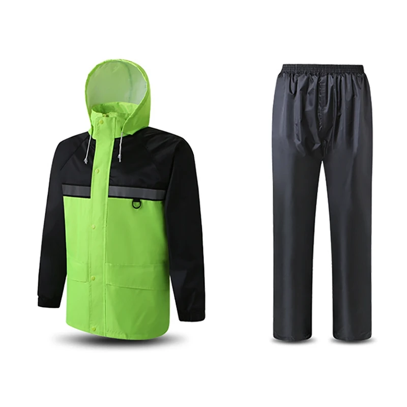 

Rain Suit Hooded Long Sleeve Jacket Pants Kit Reflective High Visibility Traffic Safety Warning Raincoat Rainwear Suit New