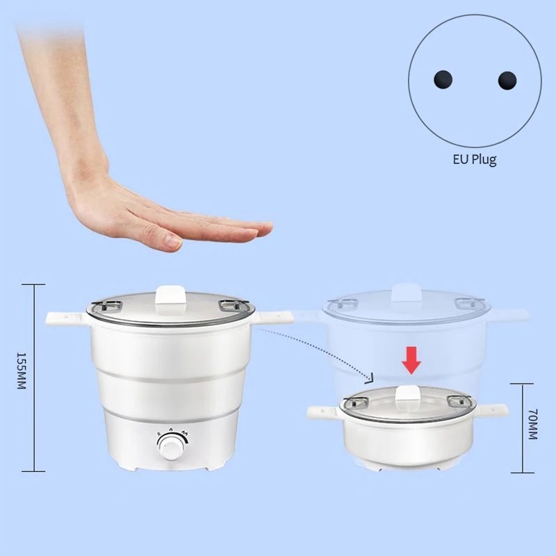 

Multifunctional Electric Cooker Heating Pan Electric Cooking Pot Machine Hot Pot Noodles Eggs Soup Steamer Fold Rice Cooker EU P