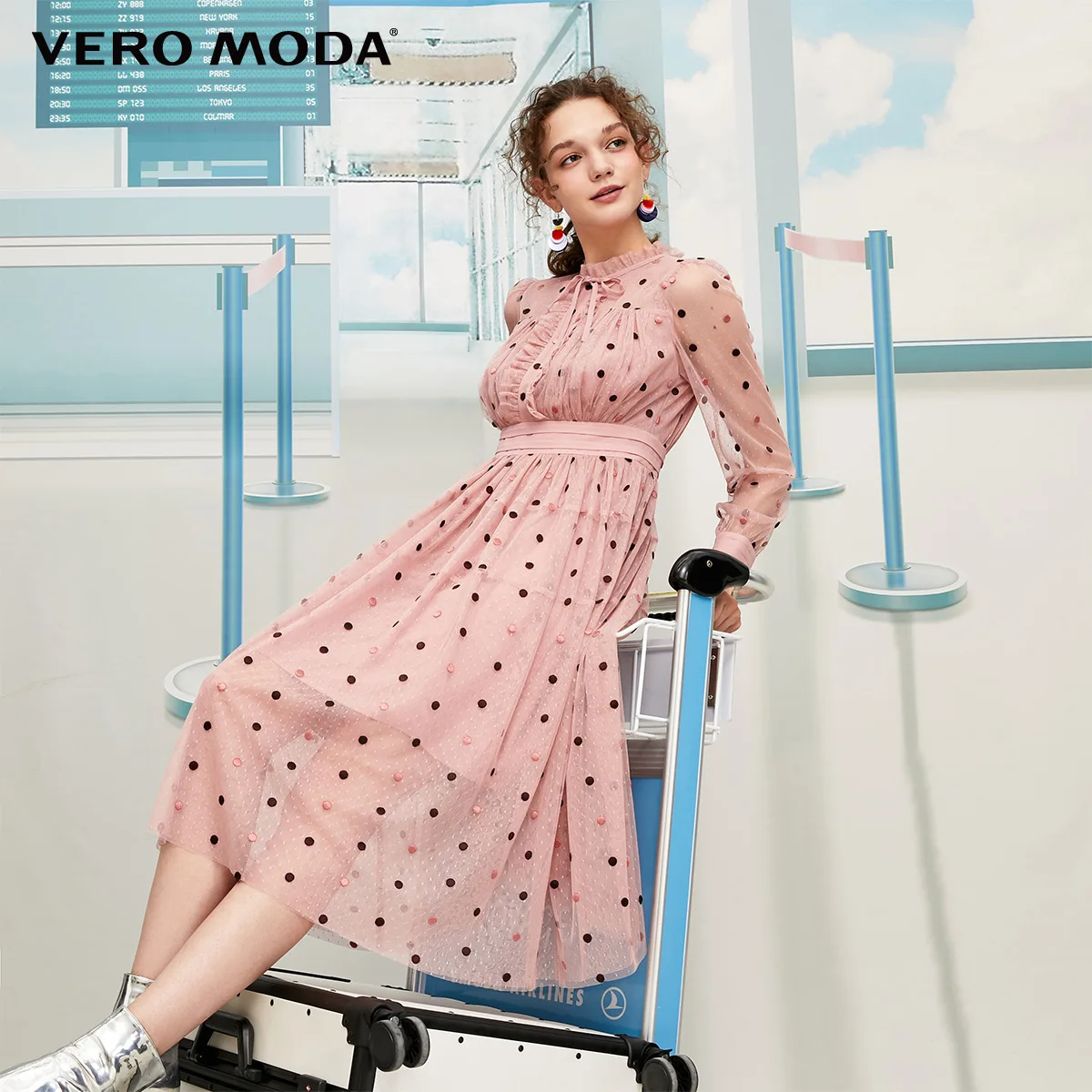 Vero Moda женское элегантное шифоновое платье в горошек во французском стиле | 31937D512