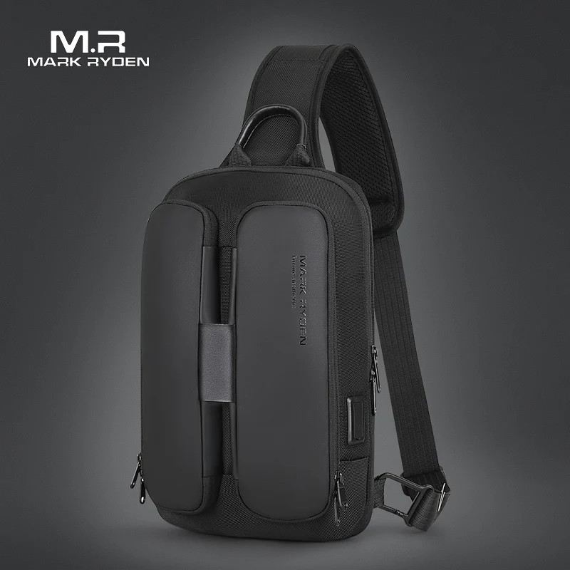 2021 Mark Ryden Shoulder Bag Men USB Charging Men Crossbody Bag Water Repellent Multifunction Sling Bag Fit for 9.7inch Ipad