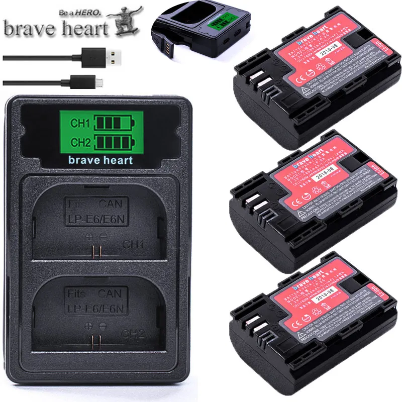 charger and 3battery Декодированный LP-E6 LP E6 Аккумулятор для камеры LP E6 E6N аккумулятор от SANYO cells для Canon DSLR EOS 60D 5D3 7D 6D 70D 80D 5D Mark II III - Цвет: charger and 3battery