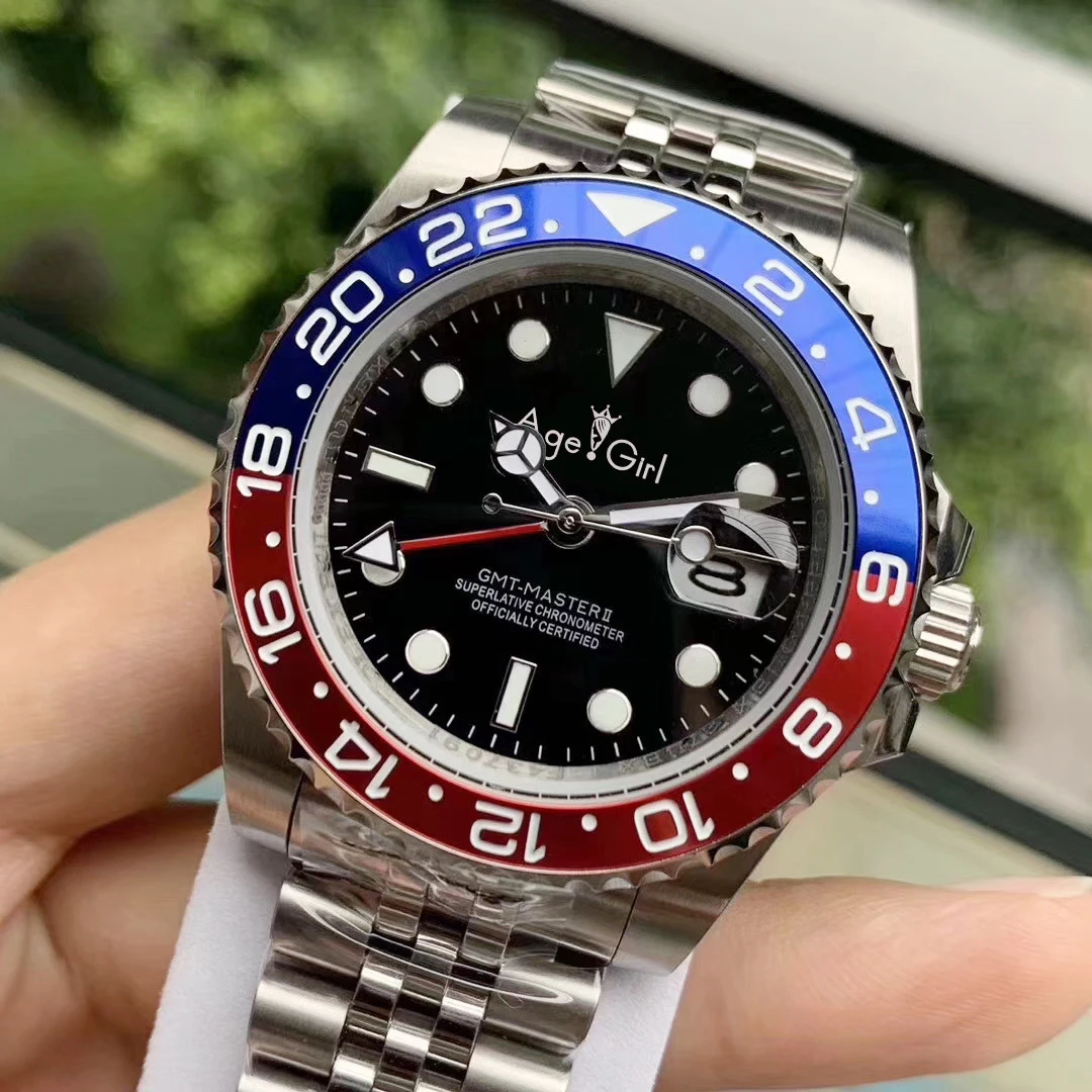 

Luxury New Red GMT Hand Blue Ceramic Bezel Men Mechanical Stainless Steel Automatic ETA2813 Jubilee Bracelet Master Batman Watch