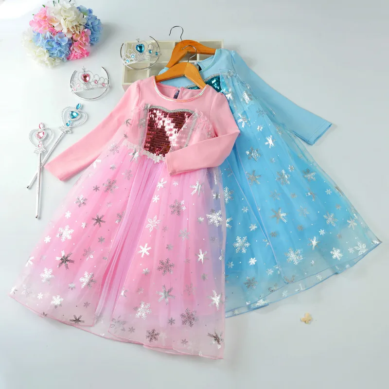 Рождественское платье принцессы Эльзы; Детские платья для девочек; vestido infantil robe disfraz; костюм; kerst jurk menina enfant; сезон осень
