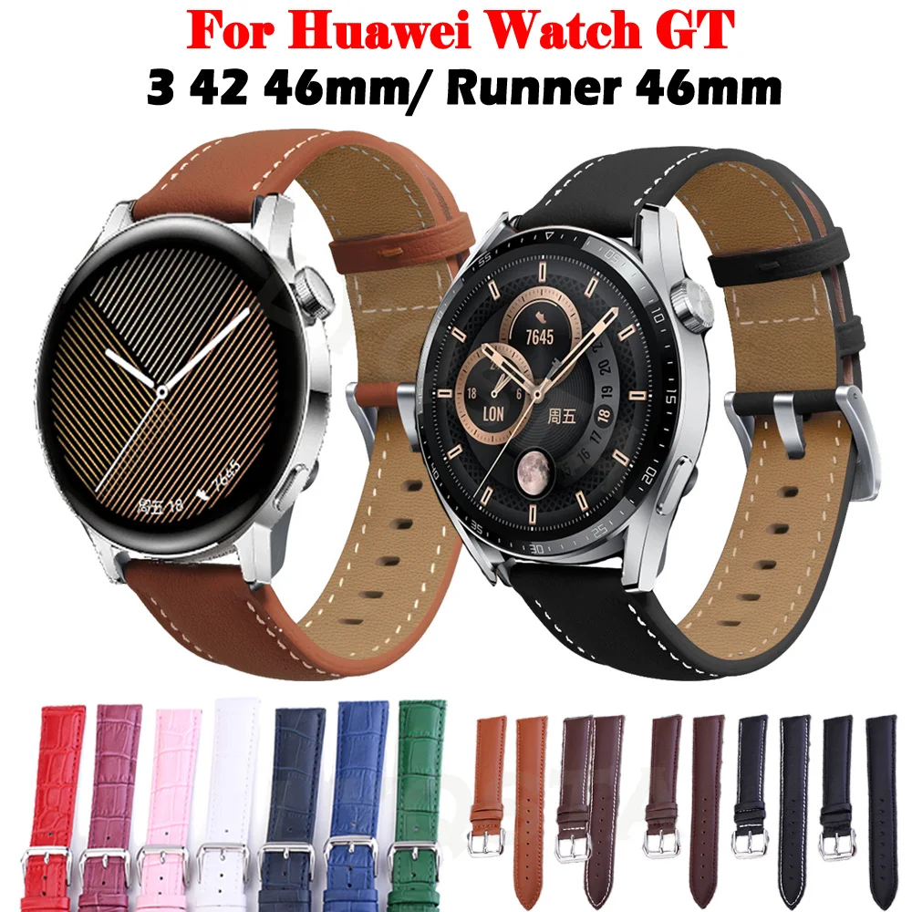 Straps For Huawei Watch Gt2 Gt 3 Gt3 42mm 46mm Genuine Leather Smart