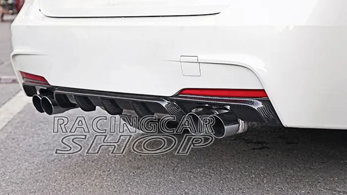 P Style Real CARBON FIBER REAR DIFFUSER 4pipes FOR BMW 3-Series F30 M-TECH M-Sport BUMPER 320i 328i 335i 2012UP