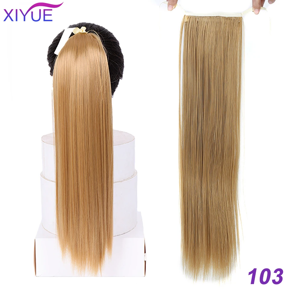 Высокая термостойкость длинные прямые конский хвост Синтетический шиньон конский хвост волосы кусок для женщин поддельные булочки клип в волосы Exte - Цвет: 137B-103
