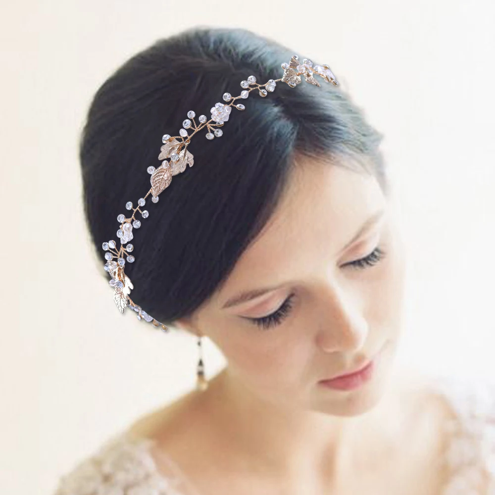 Hp122ボヘミアンウェディングヘアアクセサリークリスタルの花嫁帽子女性ヘアバンド髪飾りフラワーガールティアラジュエリー卸売 Bridal Headwear Aliexpress