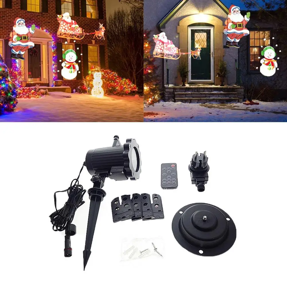 Christmas LED Laser Projector Light Remote Control Snowman Santa New Year Projection Light Waterproof Garden Decoration Lamp