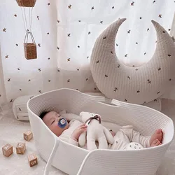 Panier pliable en corde de coton, tissé à la main, pour bébé, Portable, lit de couchage pour nouveau né, berceau de voyage en plein air 