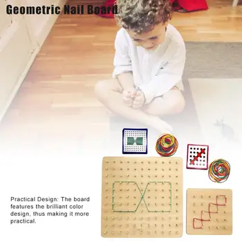 

Geometry Early Learning Boards Graphics Educational Toy Geometry Nail Strip Card Wooden Geometric Nail Board For Kids Children