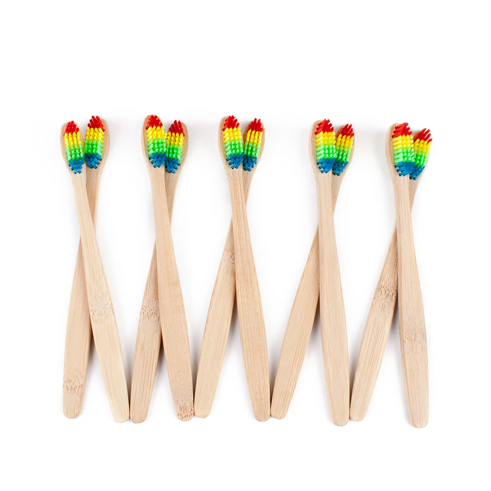 10/15/20pcs Rainbow Bamboo Toothbrush Soft Brush Eco Friendly Teeth Brush Colorful Teeth Brushes Wood Handle Adults Teeth Care