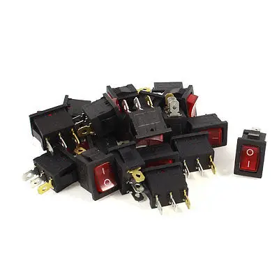 

20 Pcs AC 250V/125V 6A/10A 3 Pin ON/OFF I/O SPST Snap in Mini Boat Rocker Switch