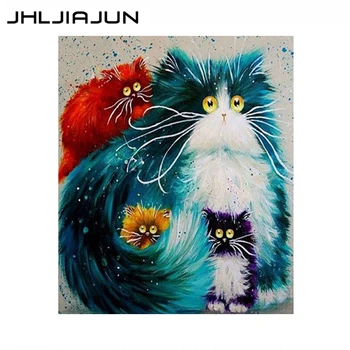 

DIY three cats painting by numbers canvas picture unique gift living room aisle home wall decoration art frameless