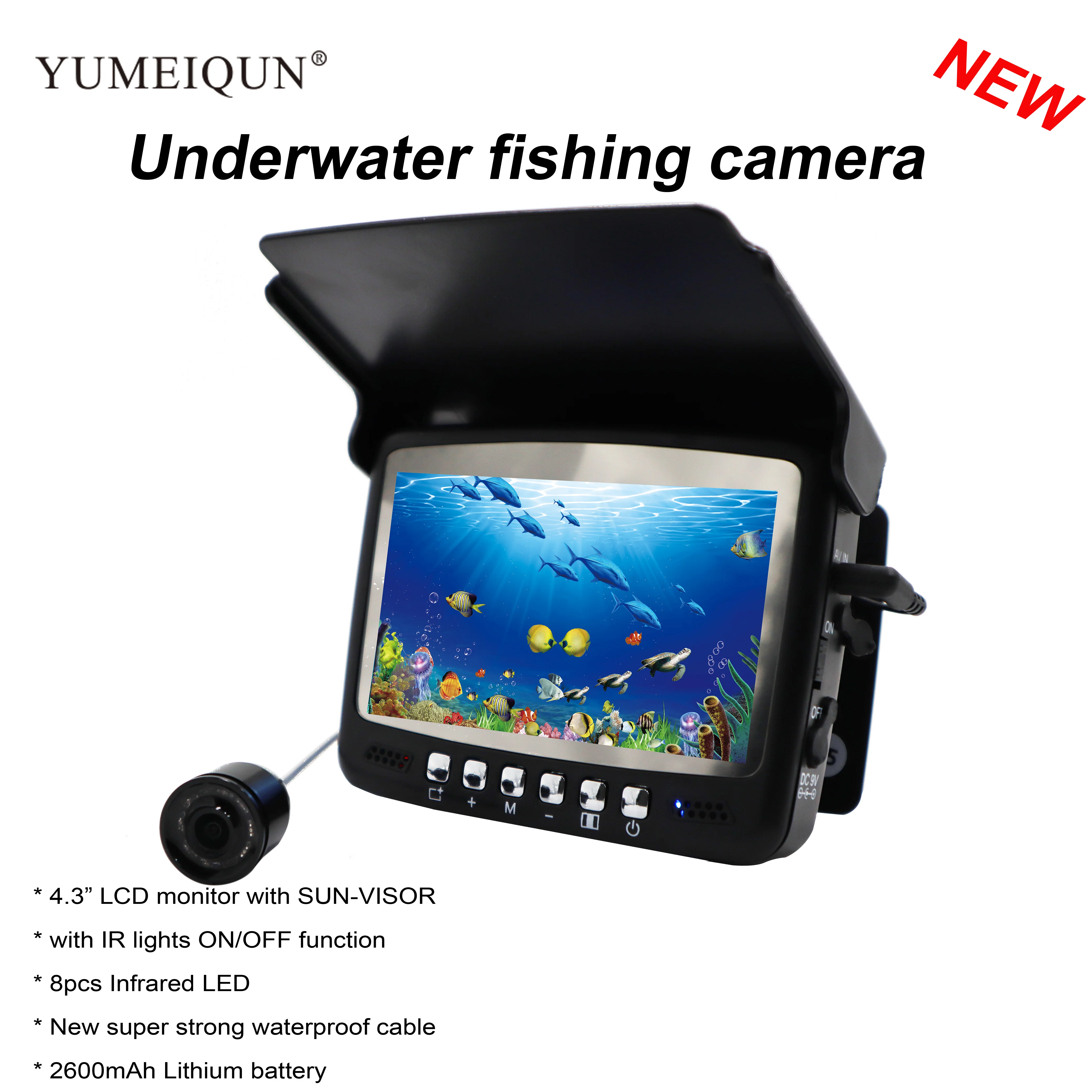 4.3 inch color LCD monitor fishing finder 8 pcs infrared lamp Underwater fishing Ice IP68 waterproof camera