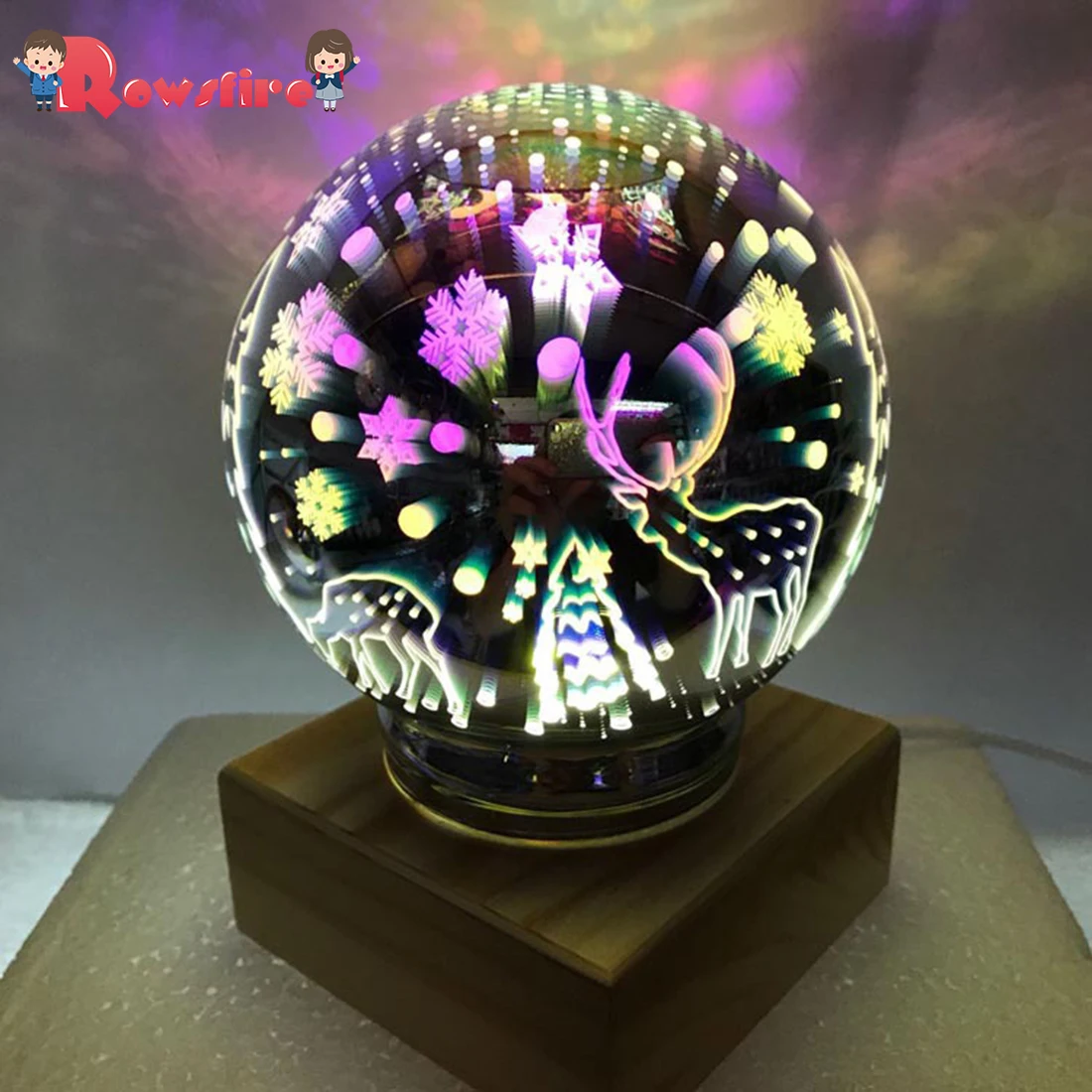 3D USB светильник шар стеклянный светильник волшебный кристалл настольная лампа Декор для ноутбука-Рождество/снежинка/Вселенная/Красочный Метеор